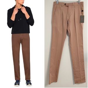 NWT Canali Men’s Salmon Flat Front Trousers Slim